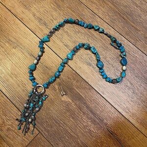 Chico’s Turquoise Beaded Necklace with Antique Silver Accents 🩵